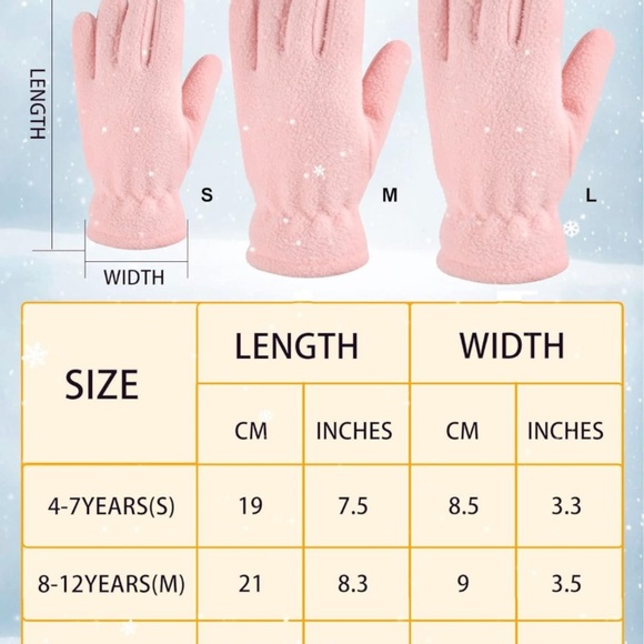 2 Pairs Kids Fleece Gloves Polar Full Finger Winter Warm Gloves Pink & off White - Picture 3 of 6
